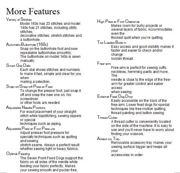 More Features 160s & 140s